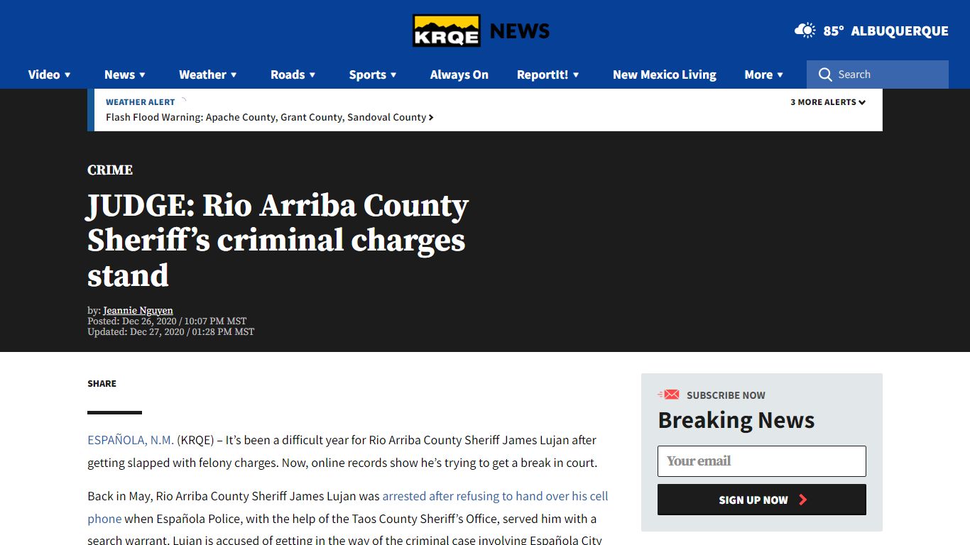JUDGE: Rio Arriba County Sheriff’s criminal charges stand